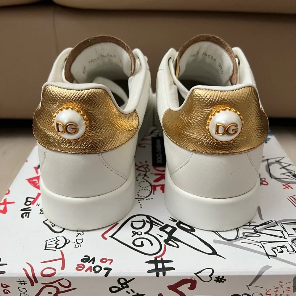 Dolce & Gabbana Portofino Sneakers white gold pearl - Picture 4 of 12